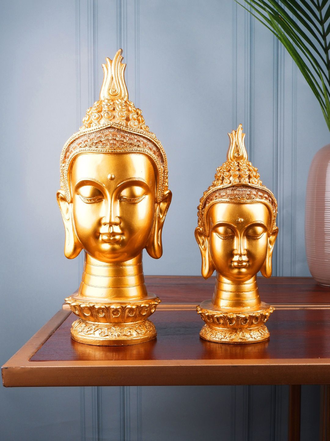 THE WHITE INK DECOR Set Of 2 Gold-Coloured Buddha Showpiece Price in India