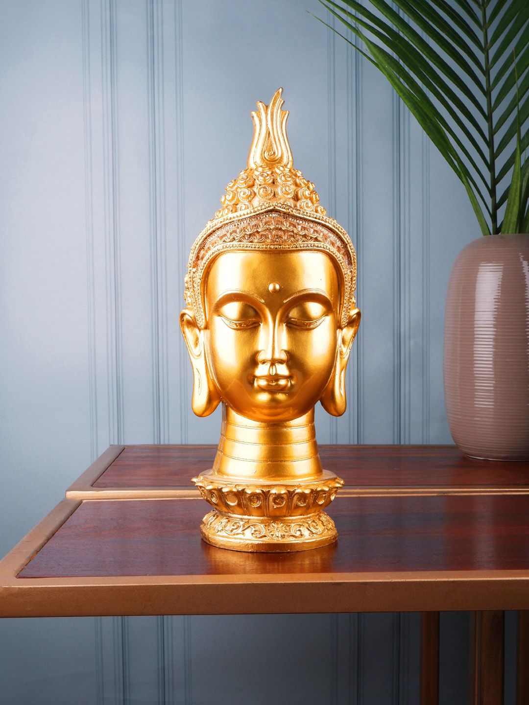 THE WHITE INK DECOR Gold-Toned Buddha Figurine Showpiece Price in India