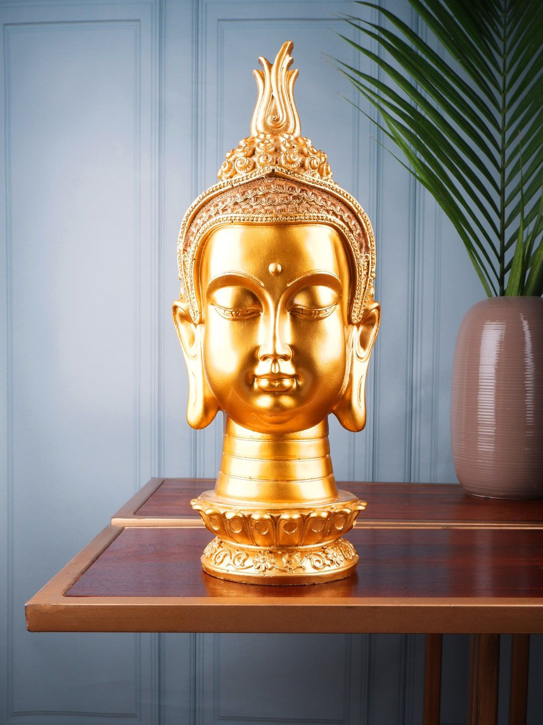THE WHITE INK DECOR Gold-Toned Buddha figurine Showpieces Price in India
