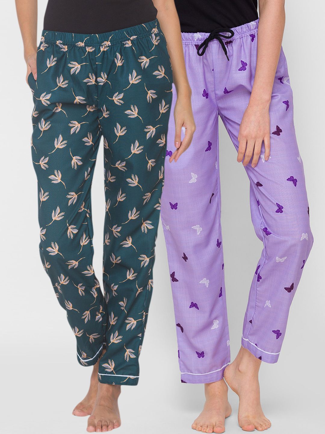 FashionRack Women Pack of 2 Printed Lounge Pants Price in India