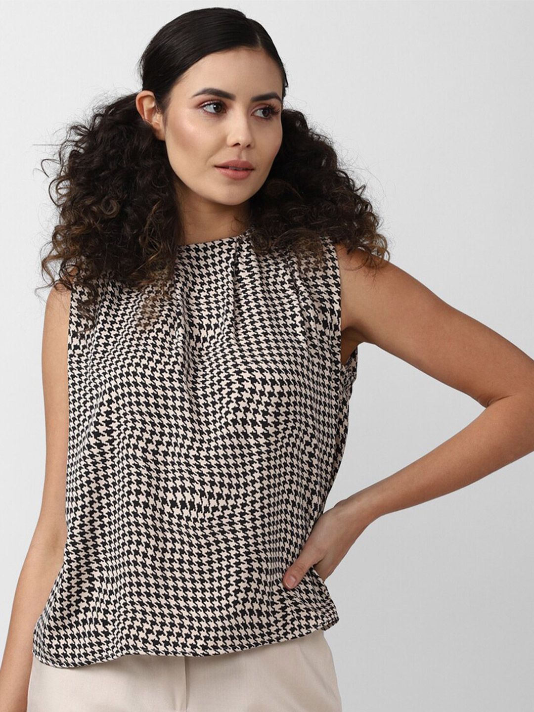 Van Heusen Woman Grey Geometric Print Top Price in India