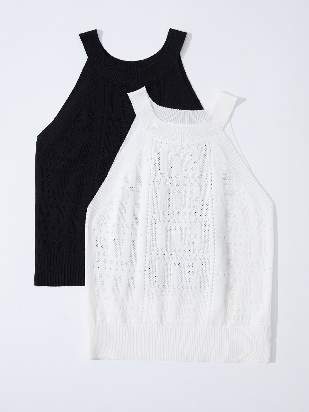 URBANIC Black Embroidered Halter Neck Top
