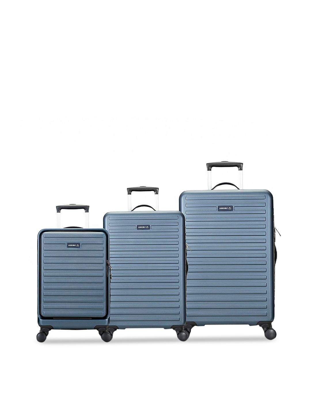 Assembly Set Of 3 Blue Texture Trolley Bag Price in India