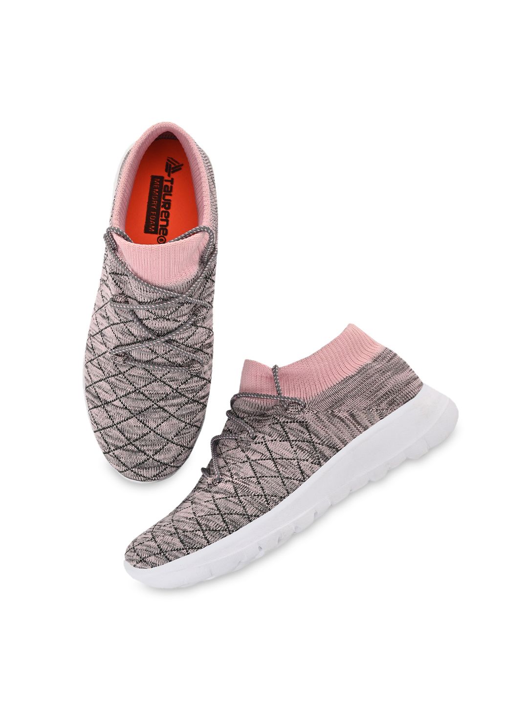 TAURENE Women Peach-Coloured Textile Walking Shoes Price in India