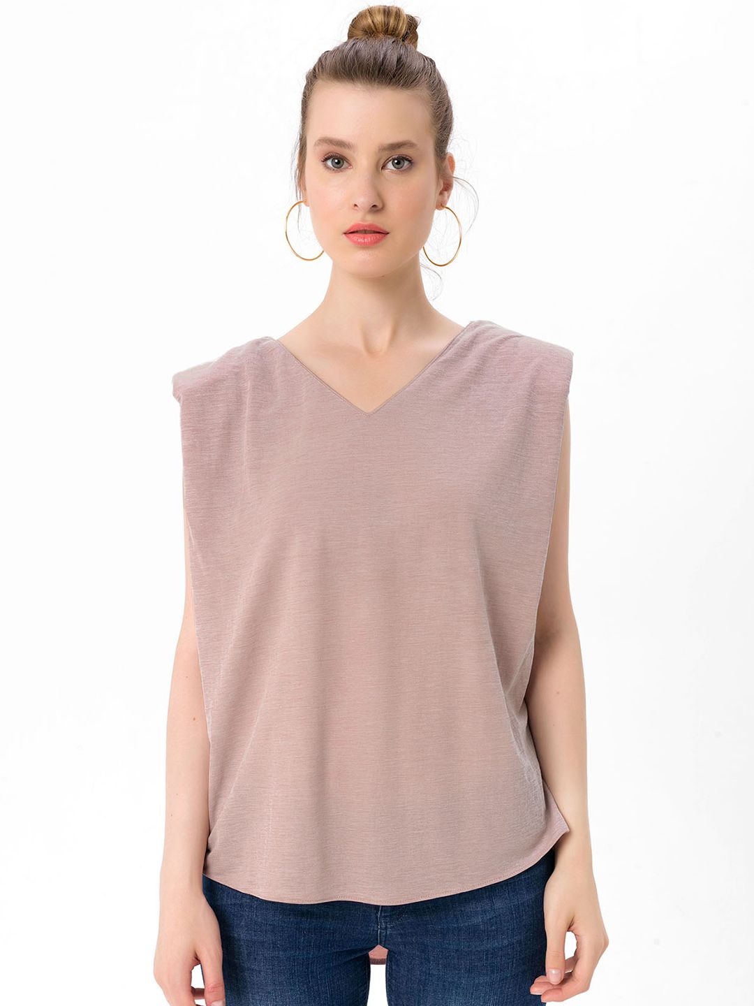 bebe PLUS Pink Solid Extended Sleeves High-Low Top Price in India