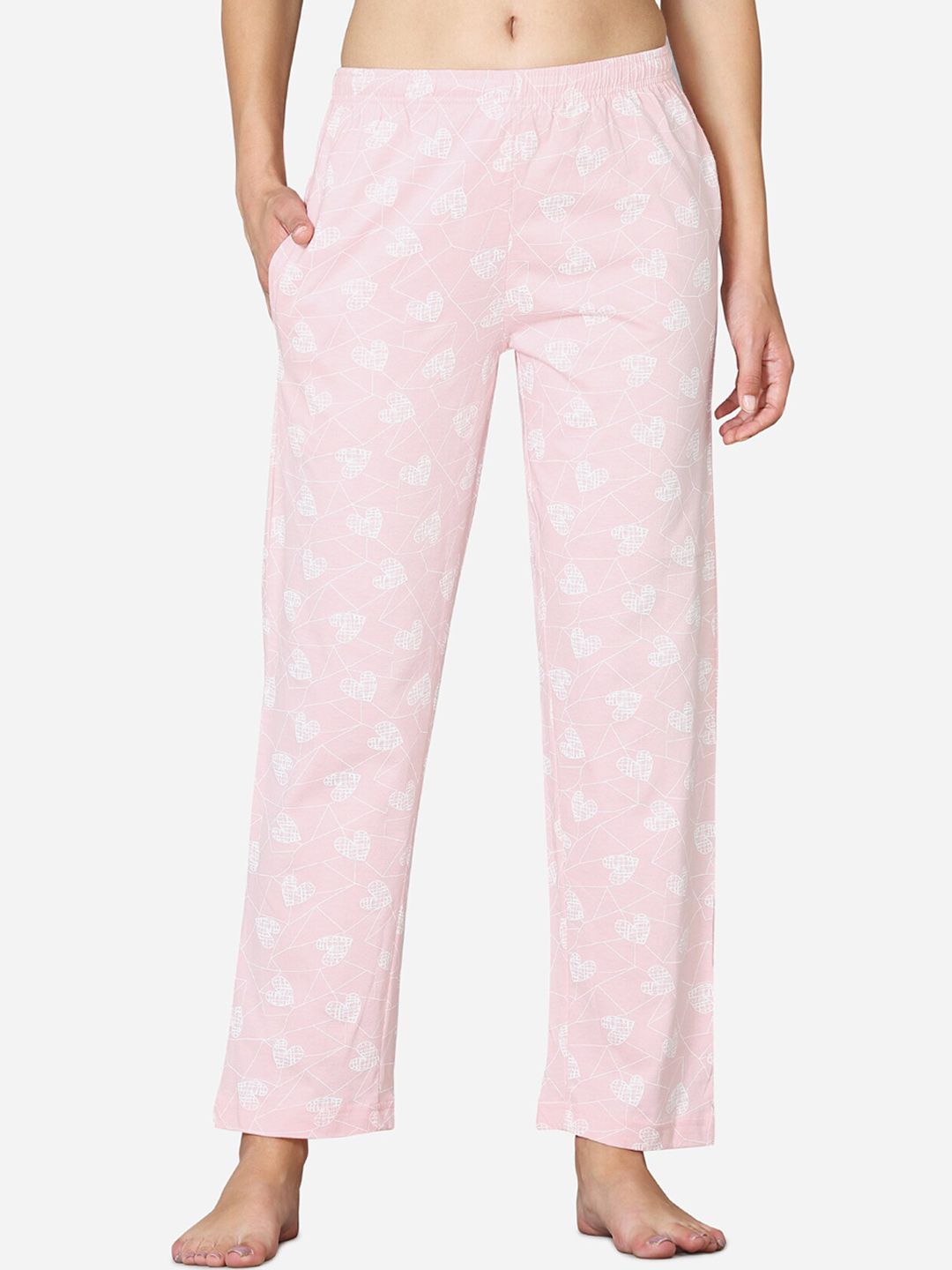 VStar Women Pink Printed Cotton Lounge Pants Price in India