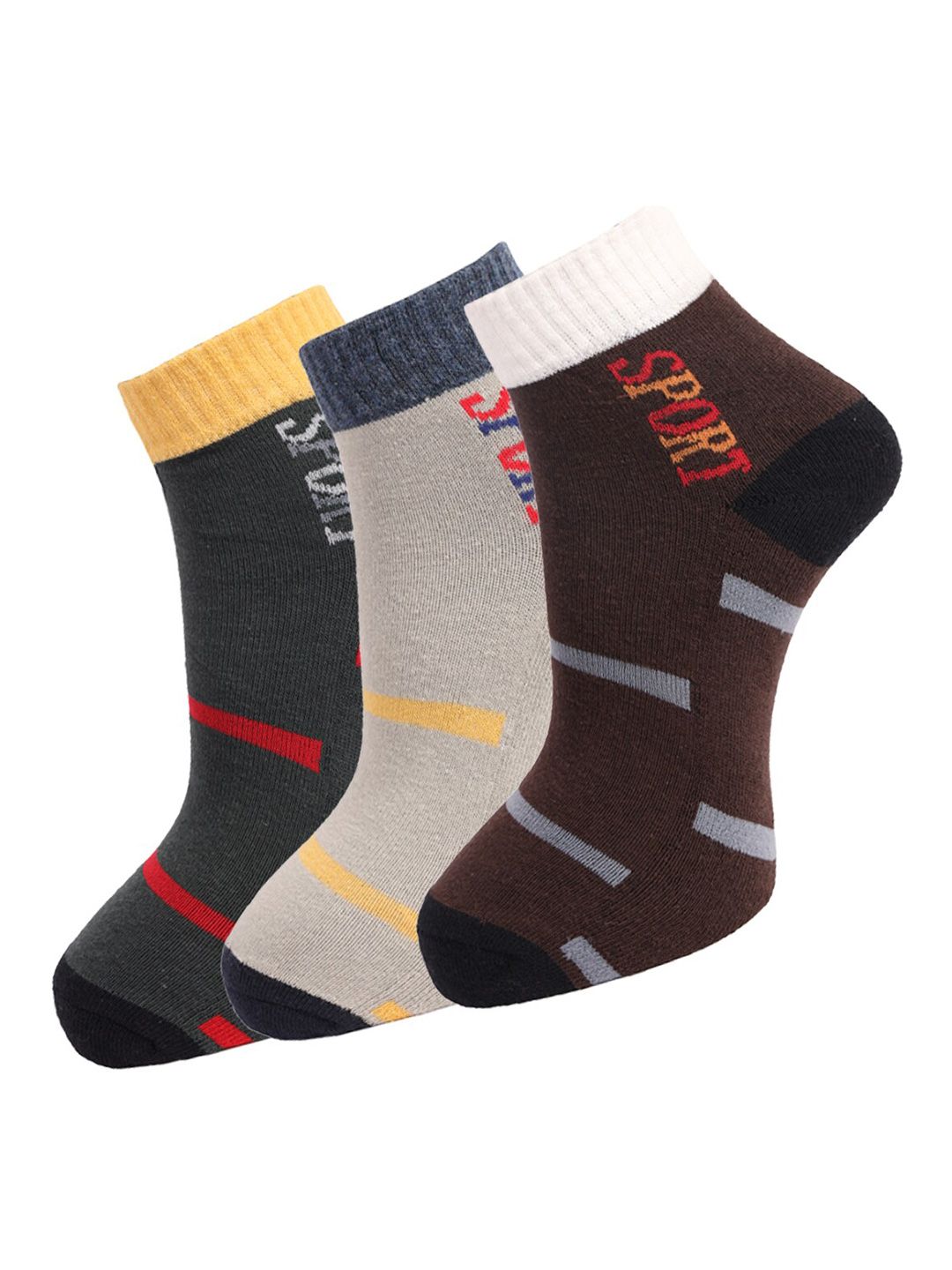 Dollar Socks Men Pack Of 3 Assorted Cotton Above Ankle-Length Socks