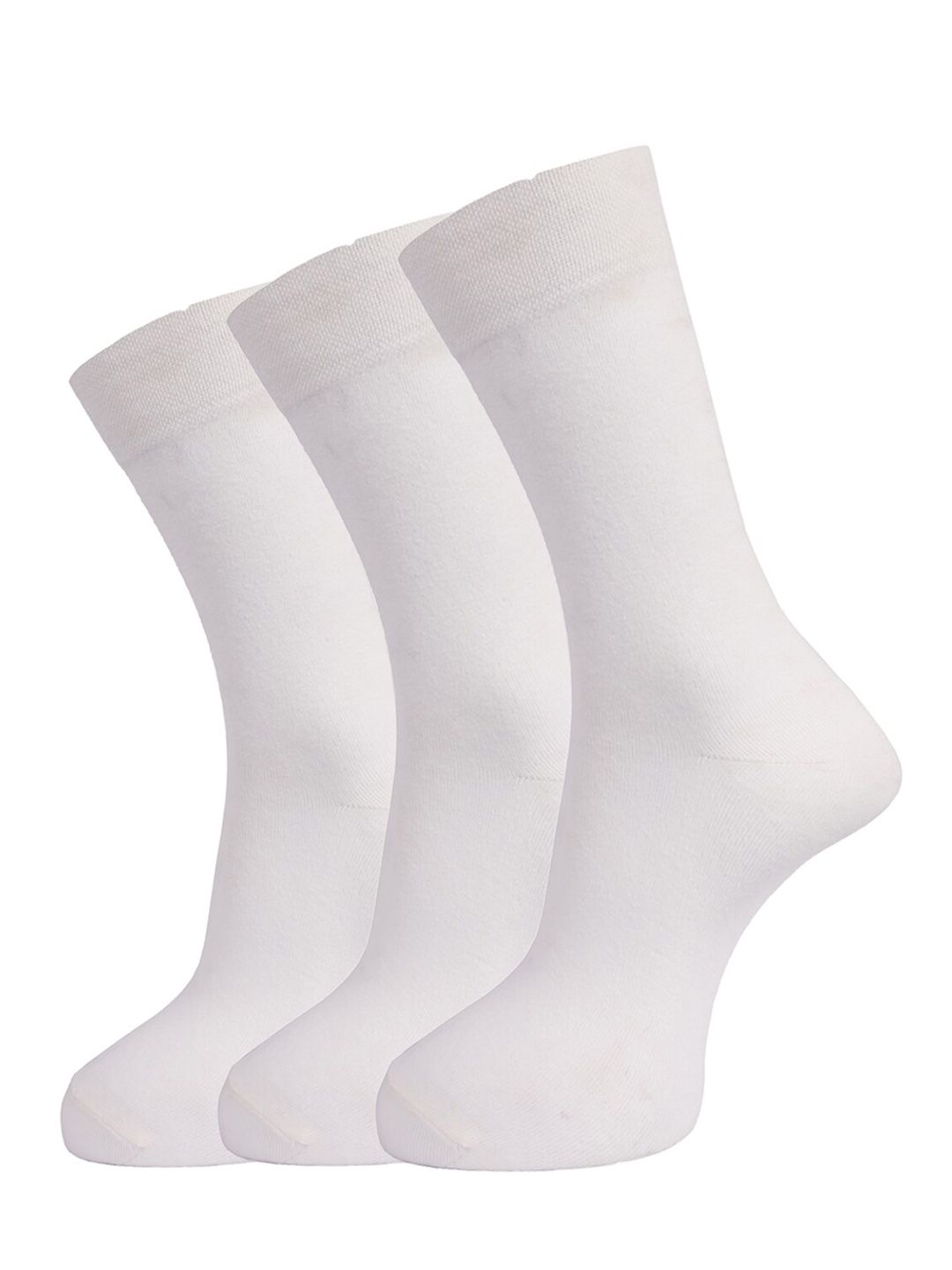 Dollar Socks Men Pack Of 3 White Solid Above Ankle Length Socks