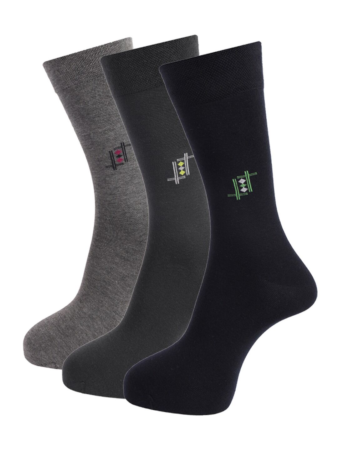 Dollar Socks Men Pack of 3 Assorted Calf Length Cotton Length Socks