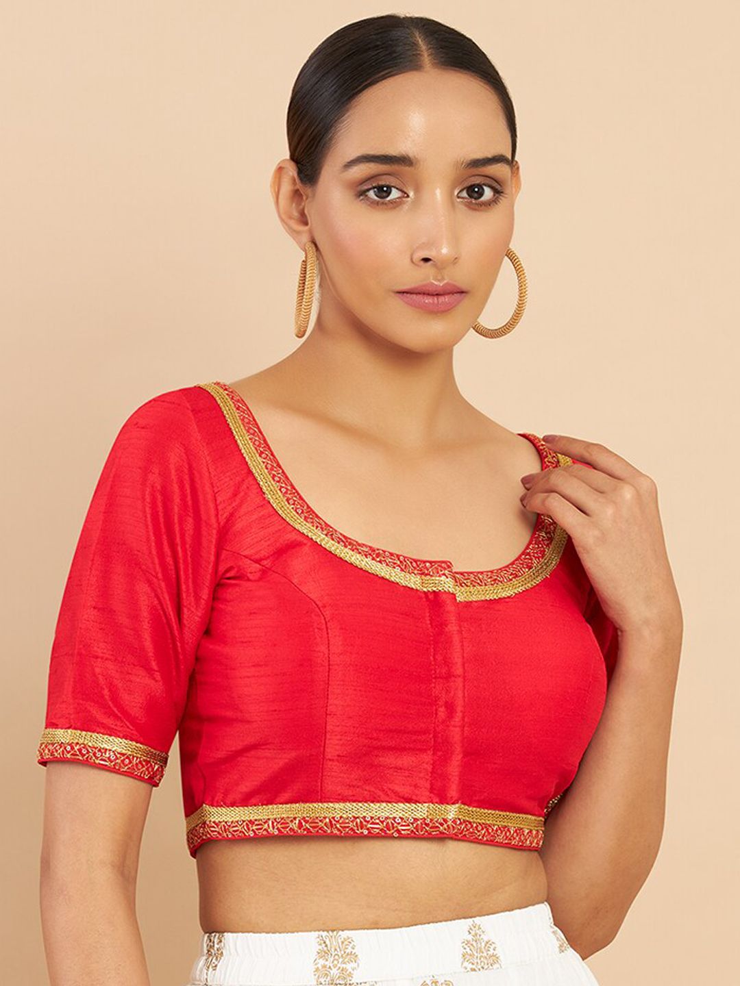 Soch Women Red Embroidered Art Silk Blouse Price in India