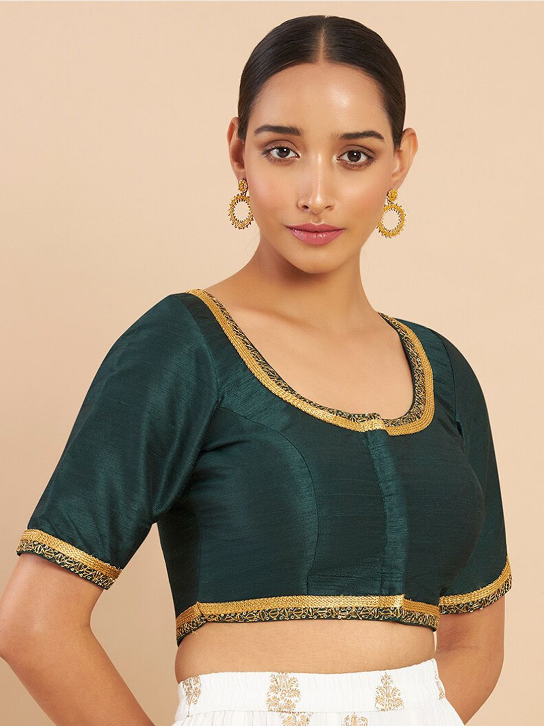 Soch Women Green Solid Saree Blouse Price in India