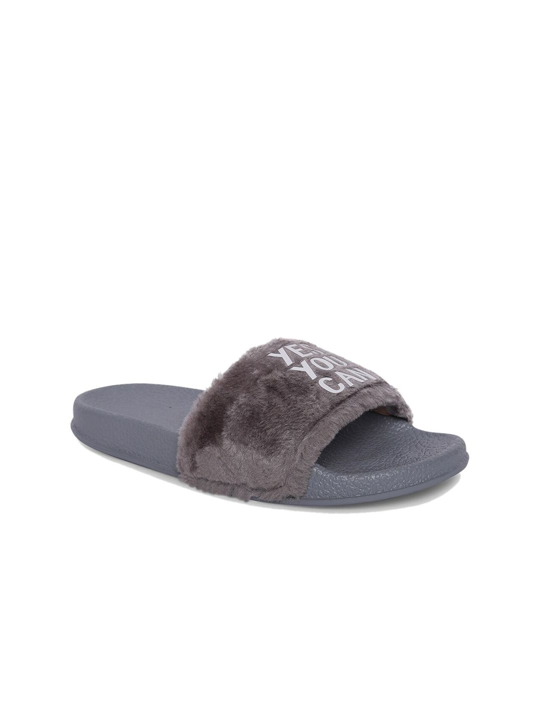 AMACLASS Women Grey Printed Sliders Price in India