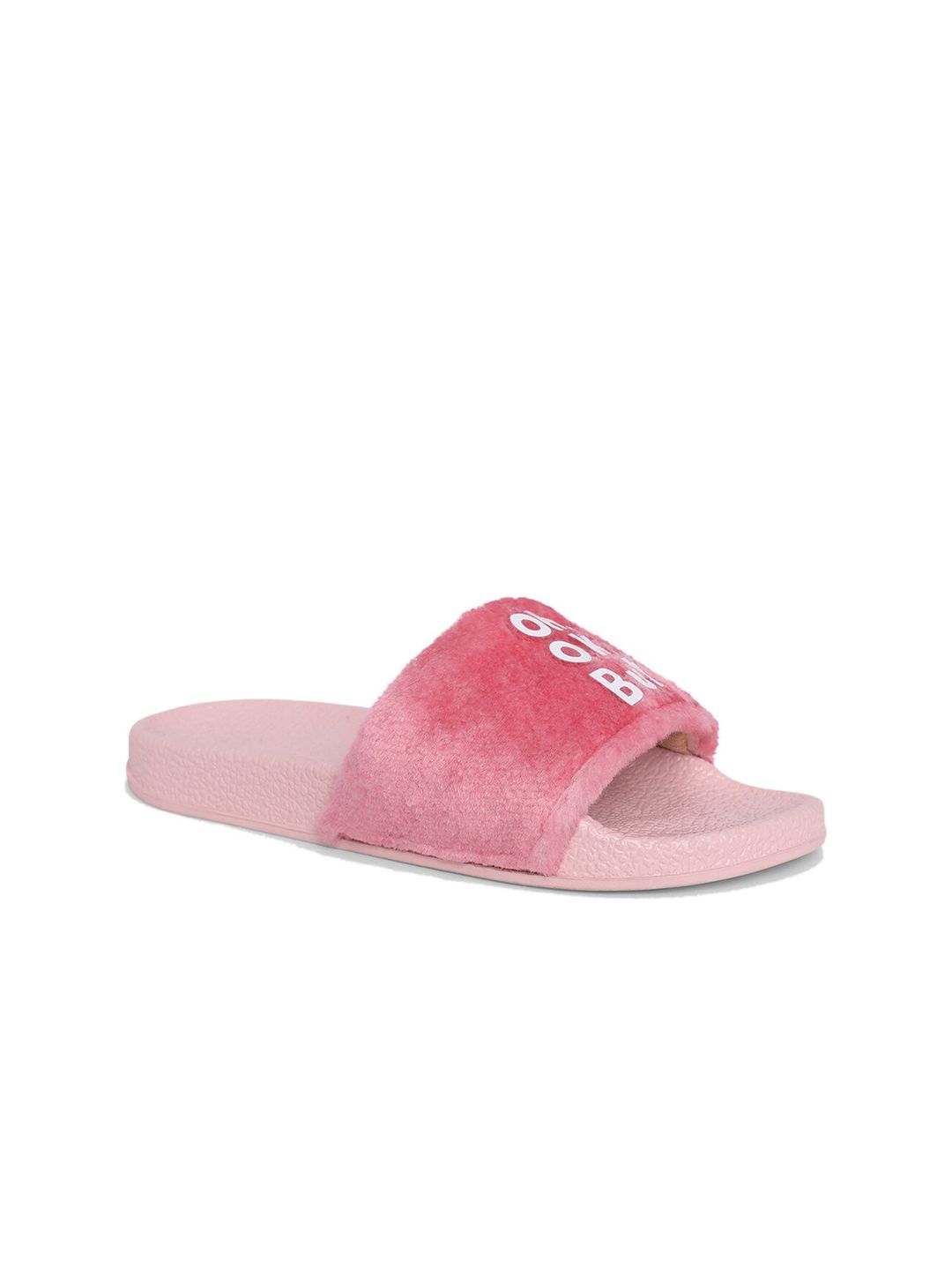 AMACLASS Women Pink Printed Sliders Price in India