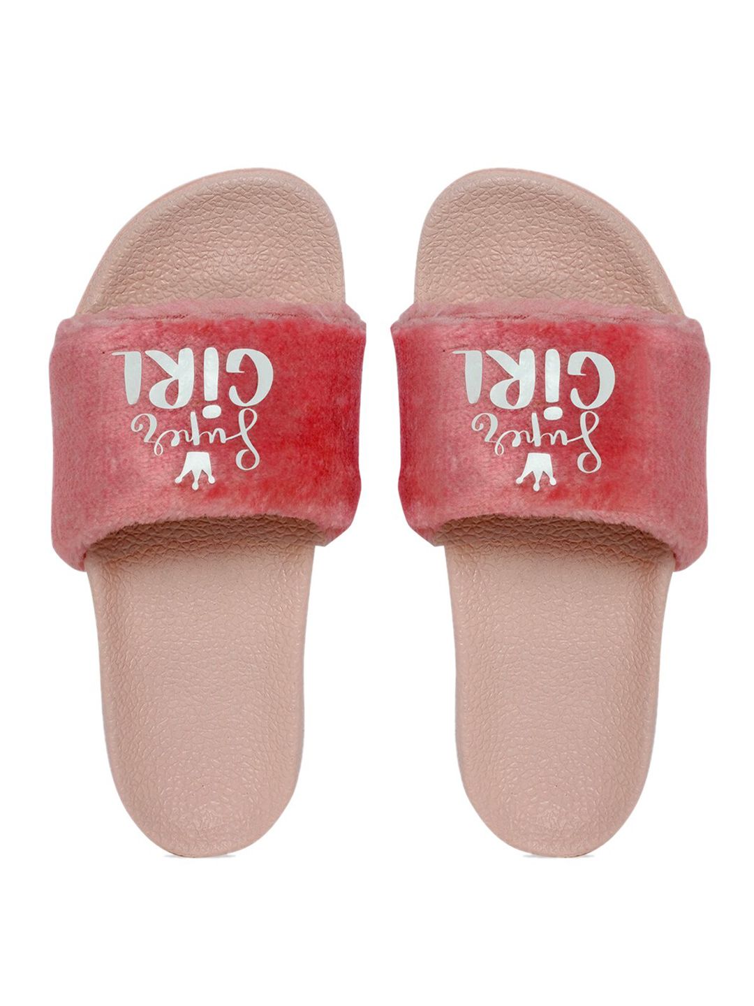 AMACLASS Women Pink & White Embellished Sliders Price in India