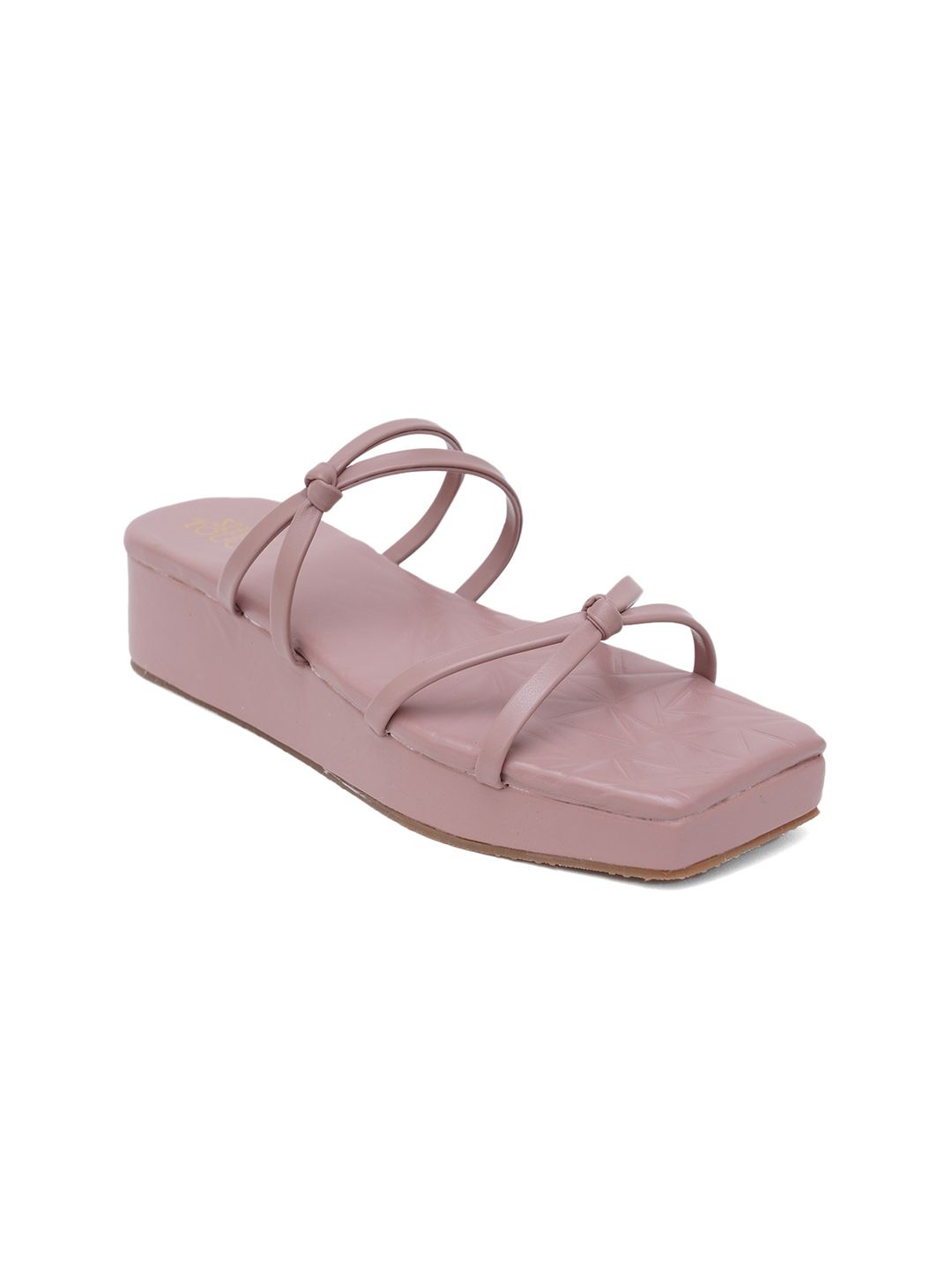 SHUZ TOUCH Peach-Coloured Flatform Sandals Price in India