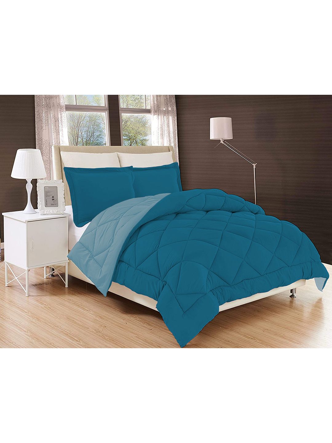 Sasimo Teal Blue Solid 210 GSM AC Room Double Bed Comforter Price in India
