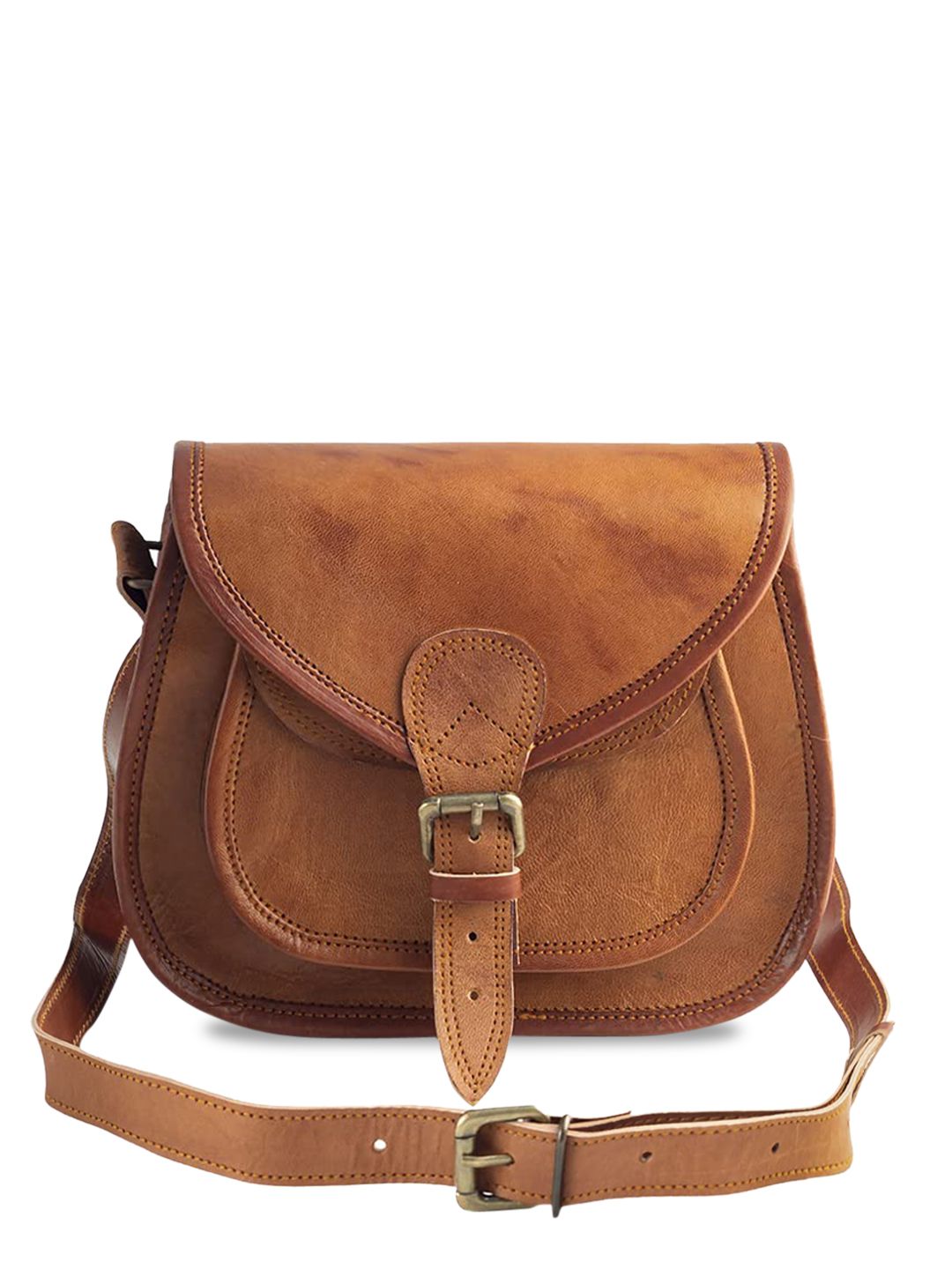 Goatter Tan Brown Leather Shopper Sling Bag Price in India