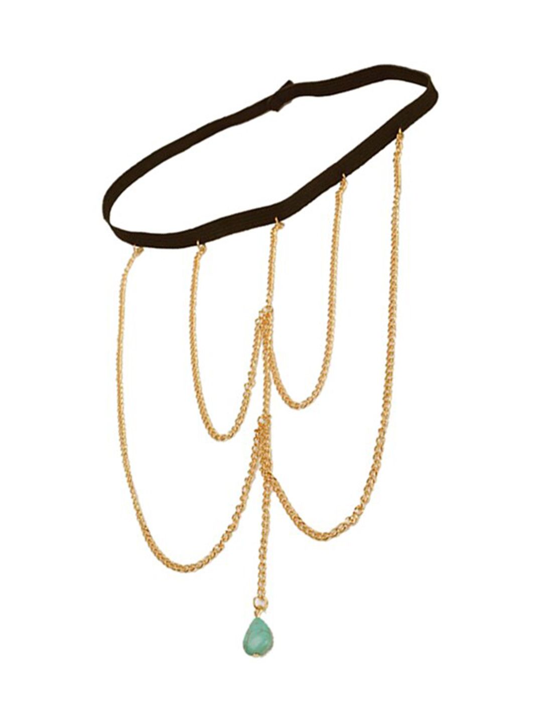 FemNmas Gold-Toned & Blue Gold-Plated Layered Body Chain Price in India