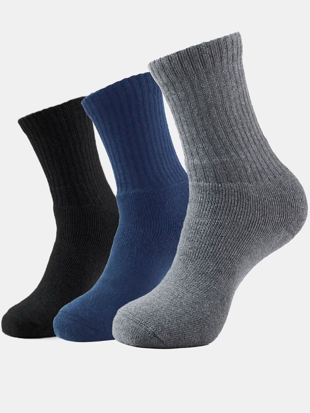 Jockey Pack Of 3 Compact Cotton Terry Crew Length Socks With StayFresh Treatment-7035