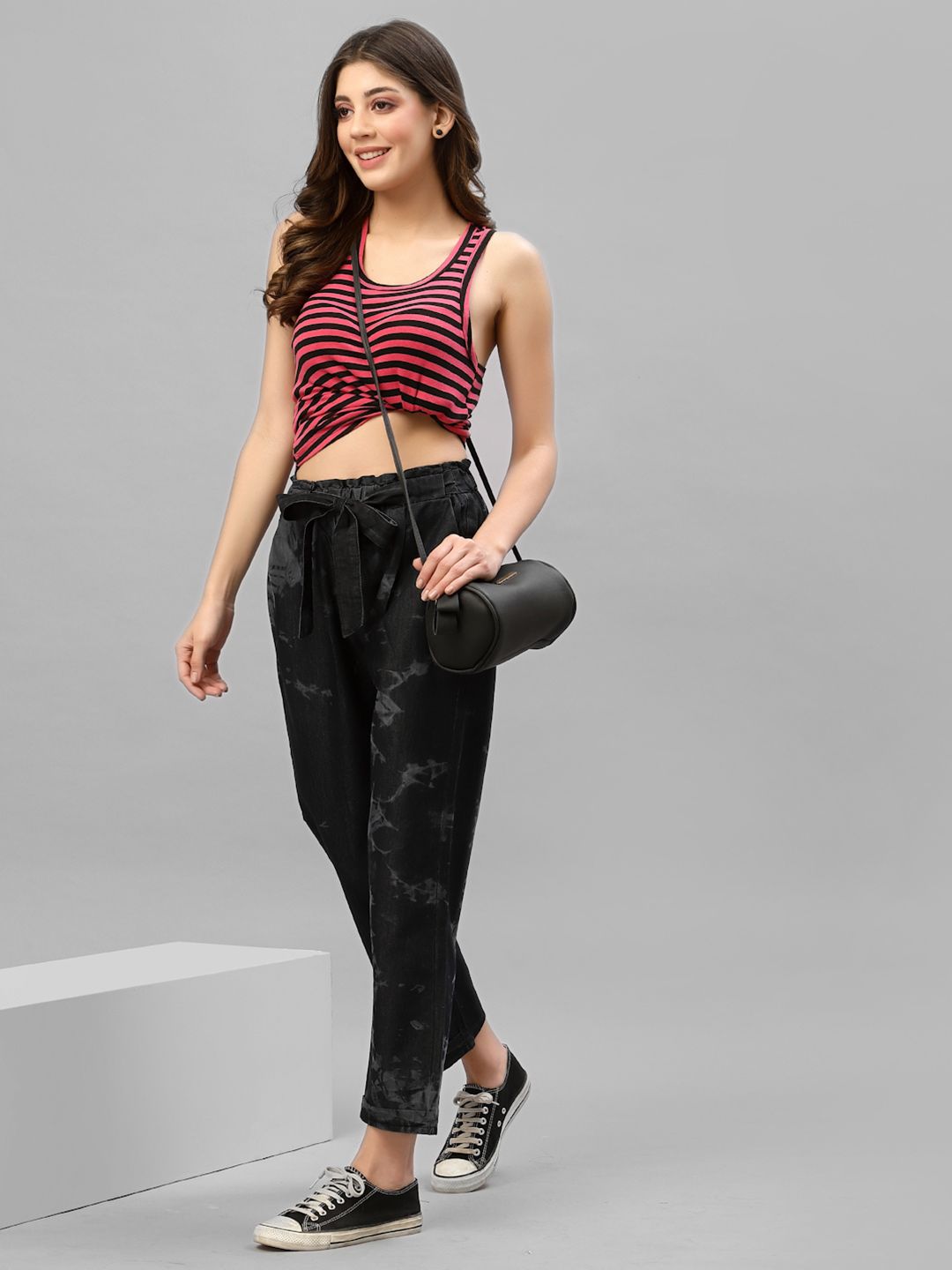 KASSUALLY Women Black Straight Fit High-Rise Low Distress Jeans Price in India