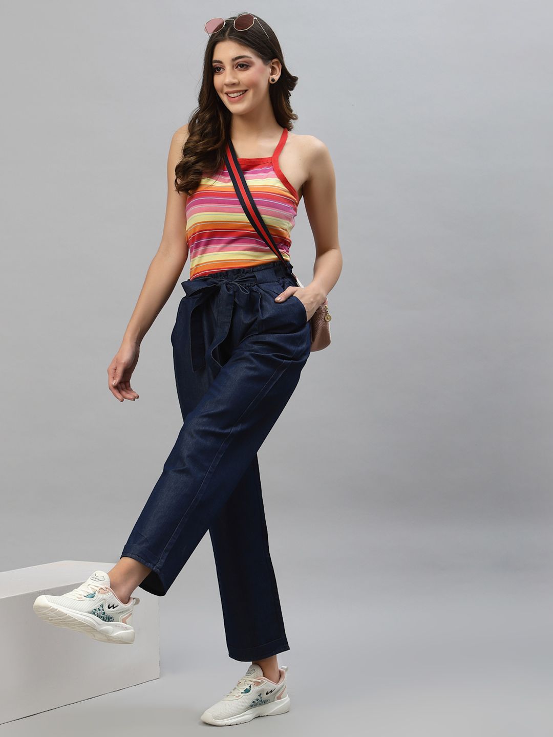 KASSUALLY Women Blue Straight Fit High-Rise Jeans Price in India