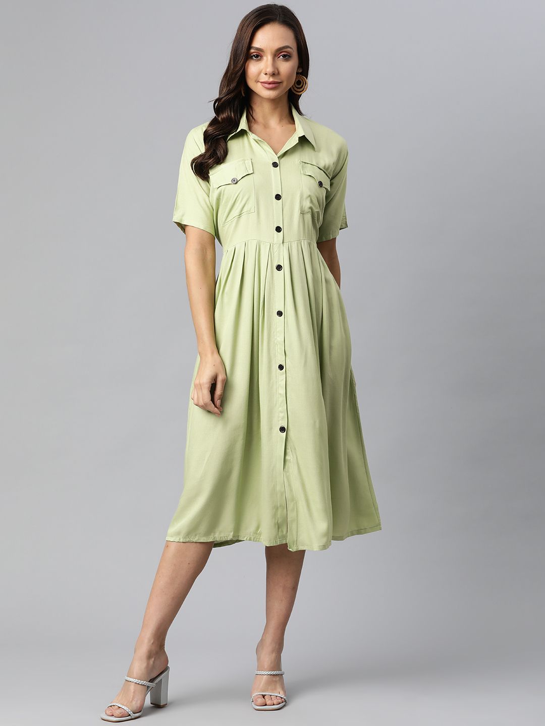 Fashion FRICKS Green A-Line Dress Price in India