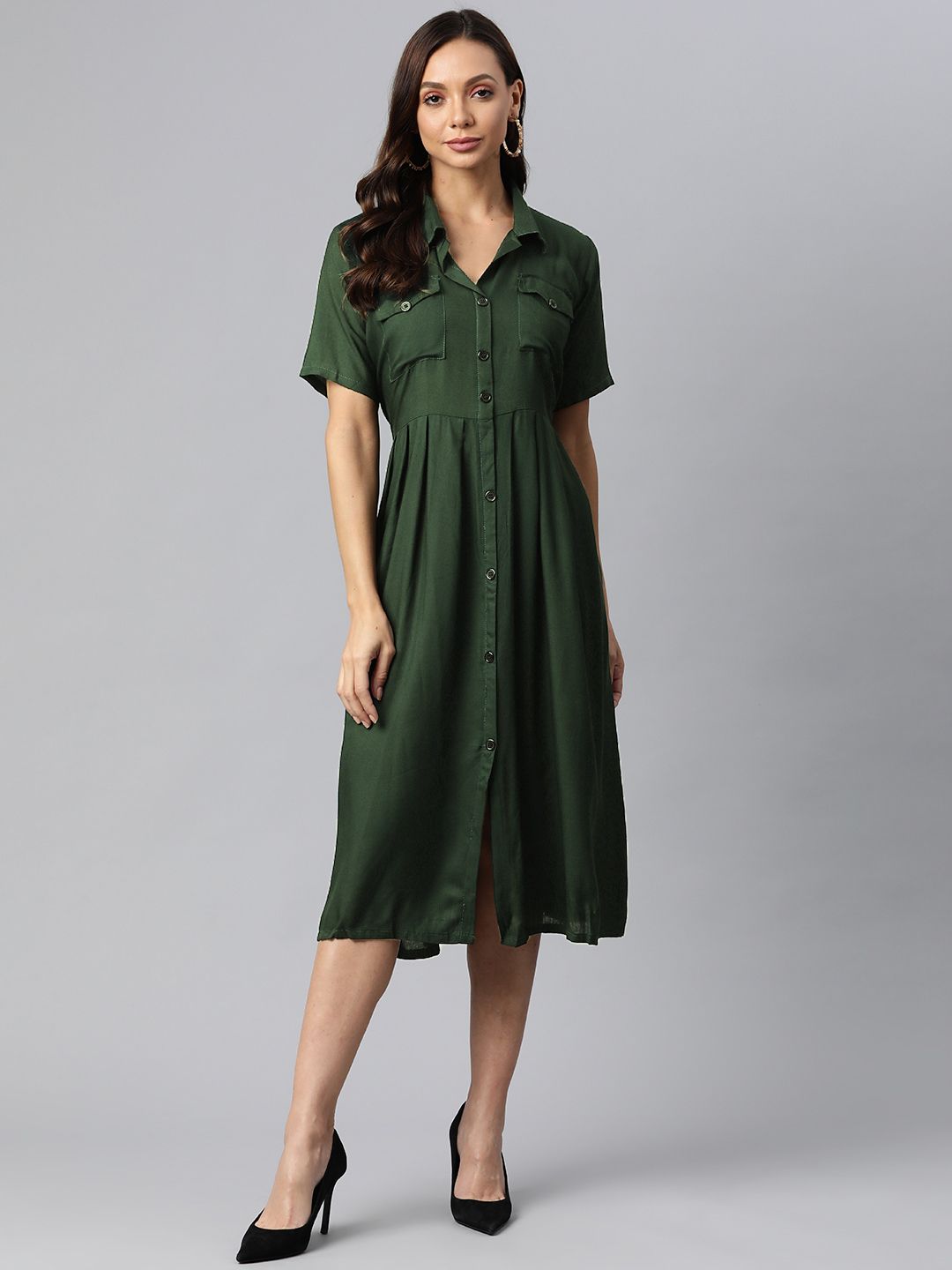 Fashion FRICKS Green A-Line Dress Price in India