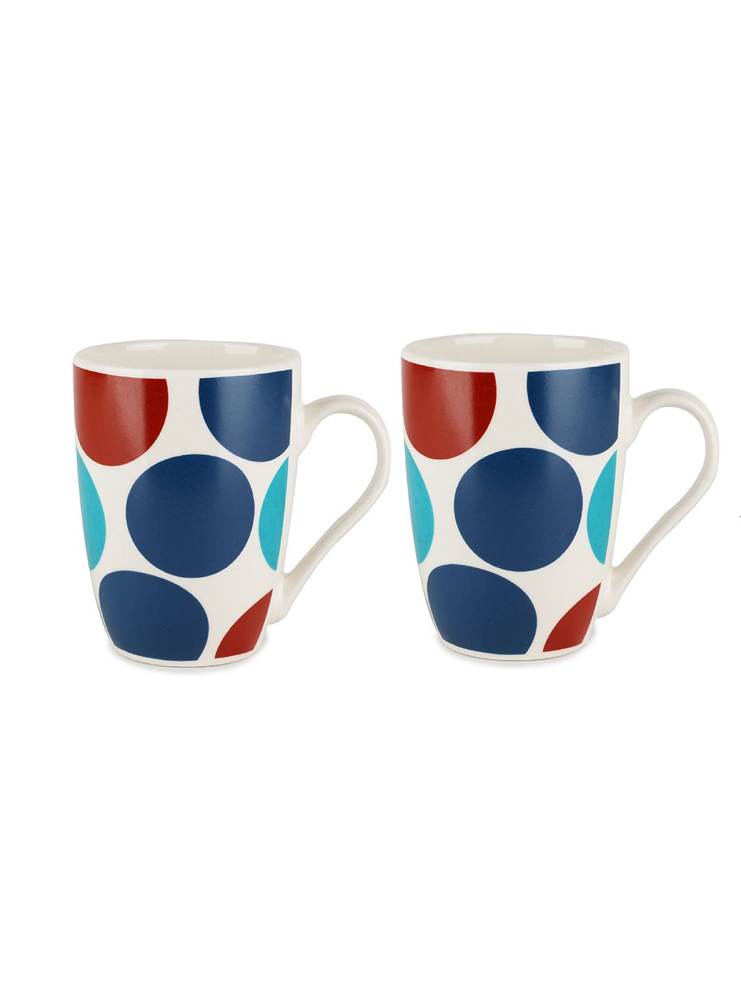 ZEVORA White & Red Hand Painted Printed Ceramic Glossy Mugs Set of Cups and Mugs Price in India