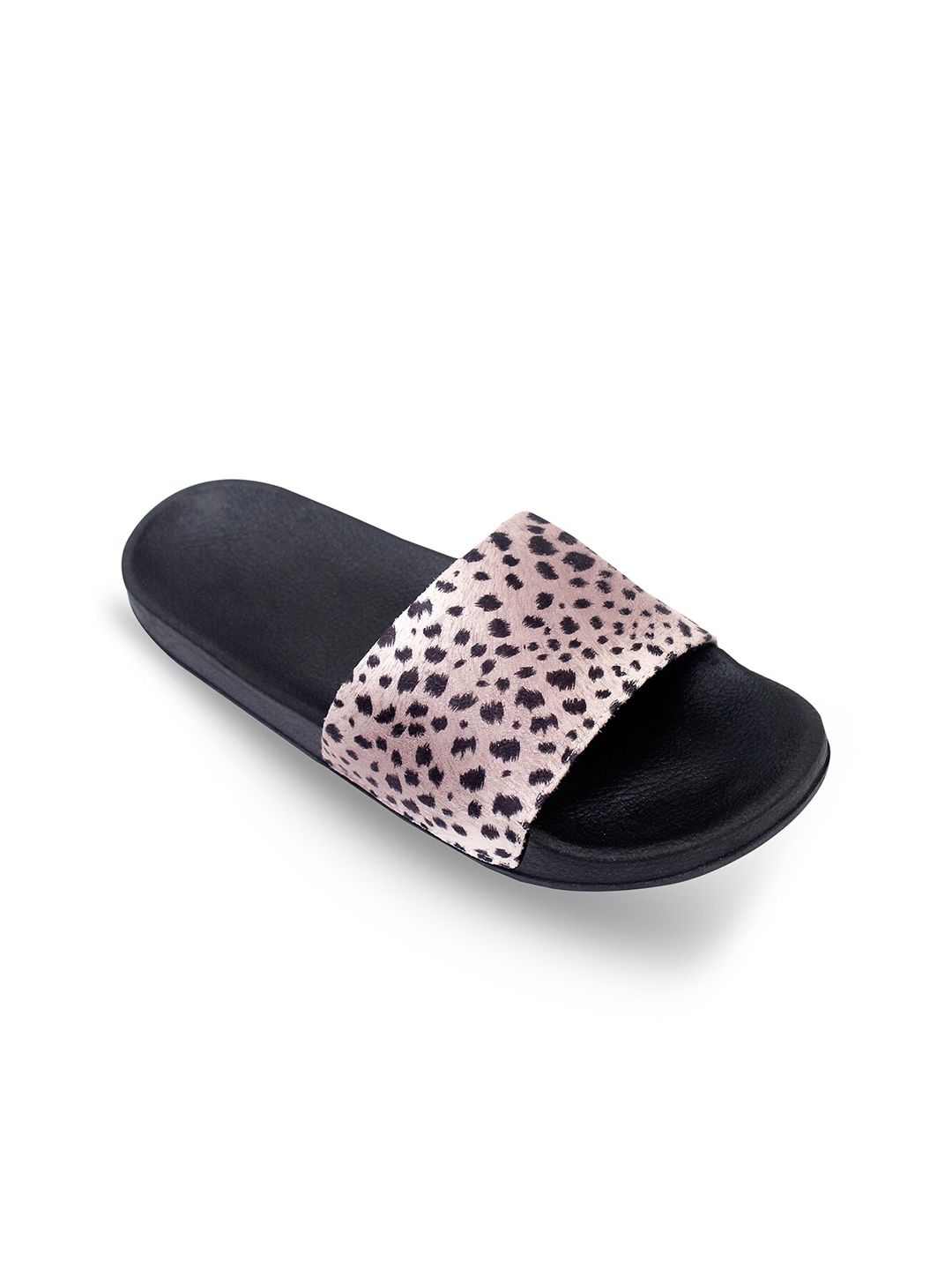 ADIVER Women Grey & Black Printed Sliders Price in India