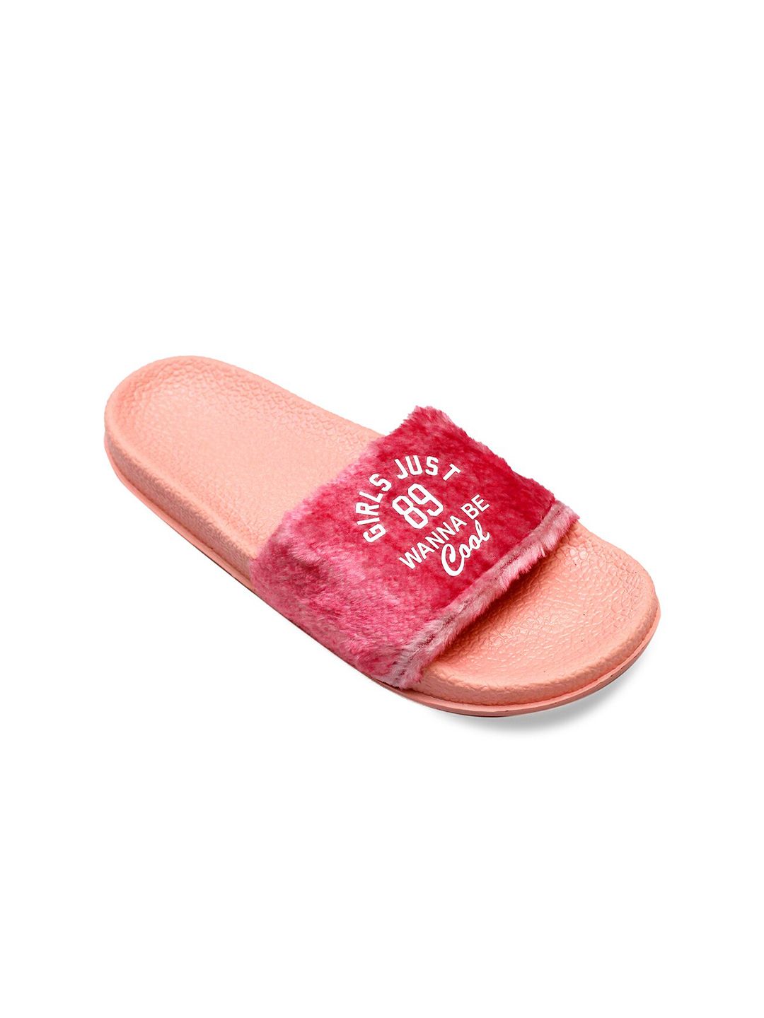 ADIVER Women Pink & Peach-Coloured Printed Sliders Price in India