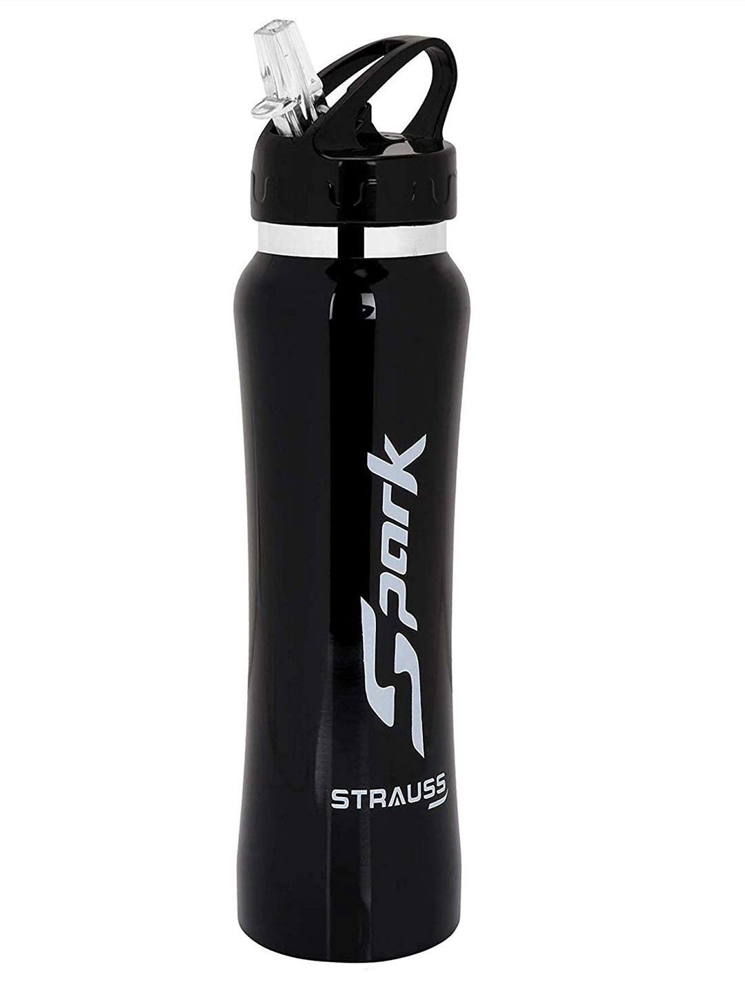 STRAUSS Black & White Solid Metal Finish Stainless-Steel Water Bottle 750 ml Price in India