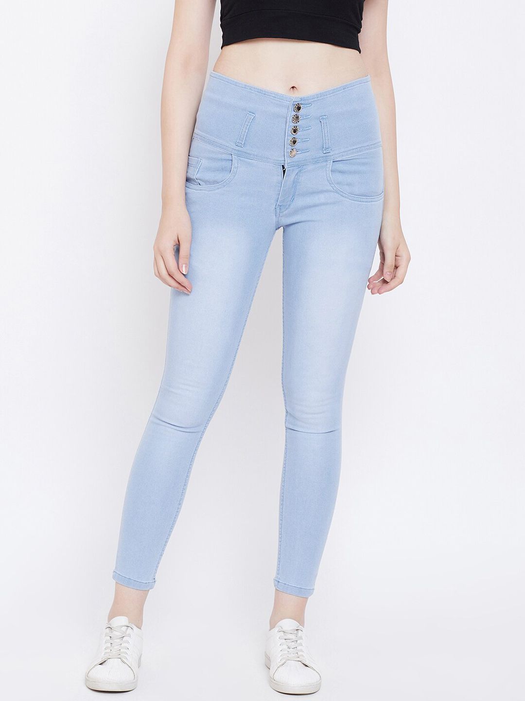 Nifty Women Blue Slim Fit High-Rise Clean Look Stretchable Light Fade Jeans Price in India