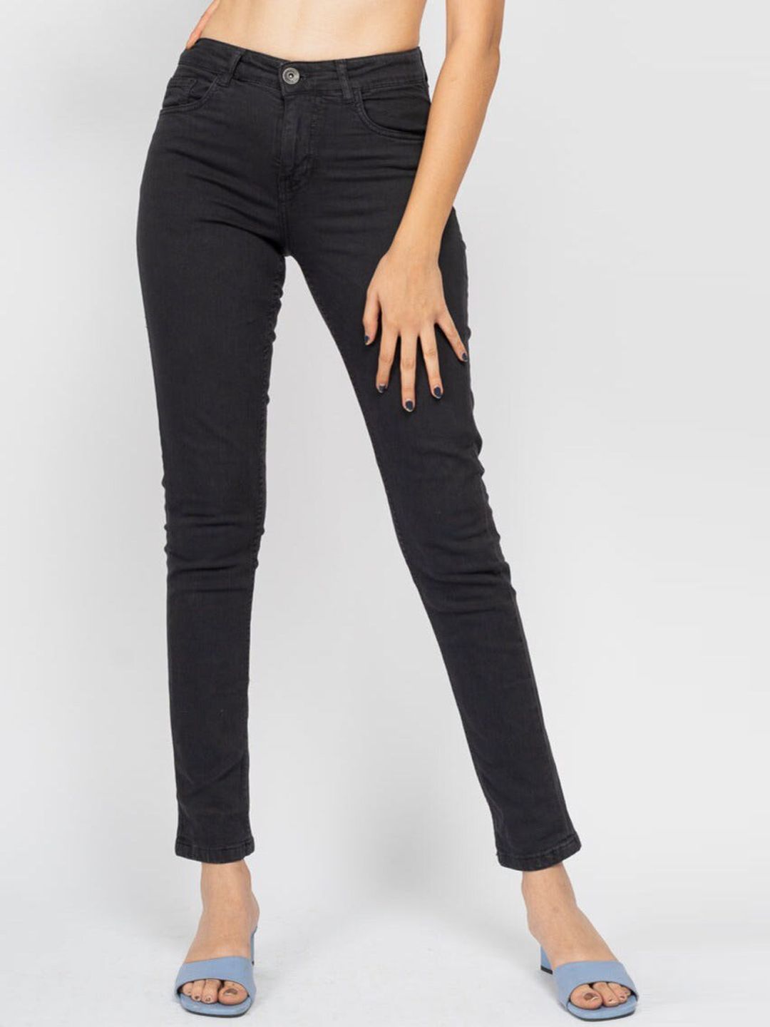 FREAKINS Women Black Slim Fit High-Rise Jeans Price in India