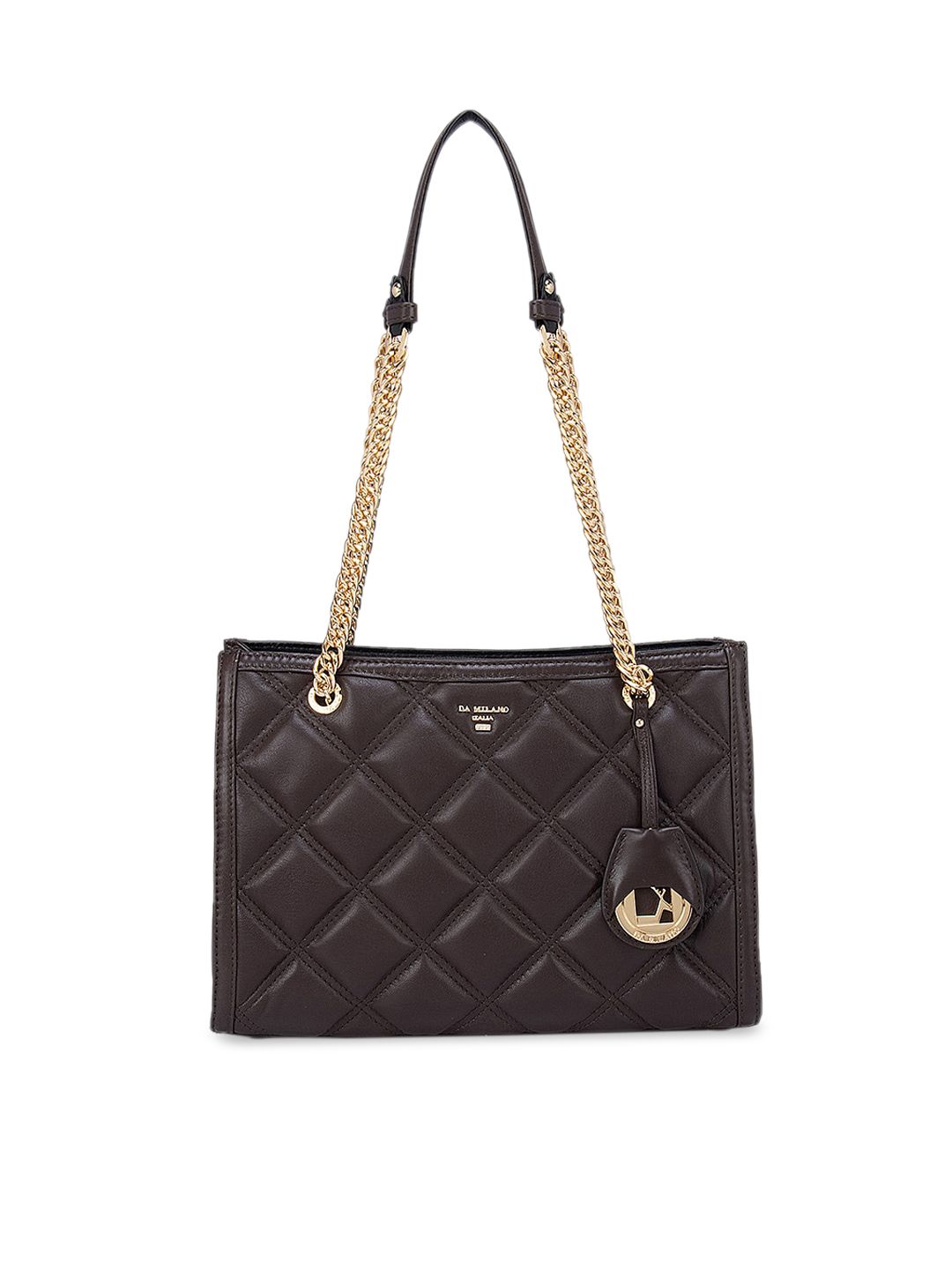 Da Milano Brown Leather Structured Shoulder Bag with Quilted Price in India