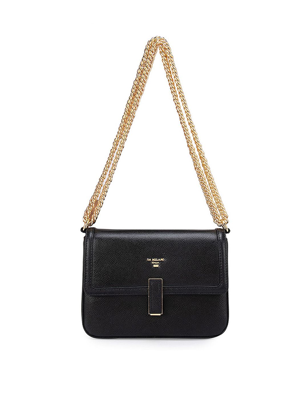 Da Milano Black Leather Structured Sling Bag Price in India