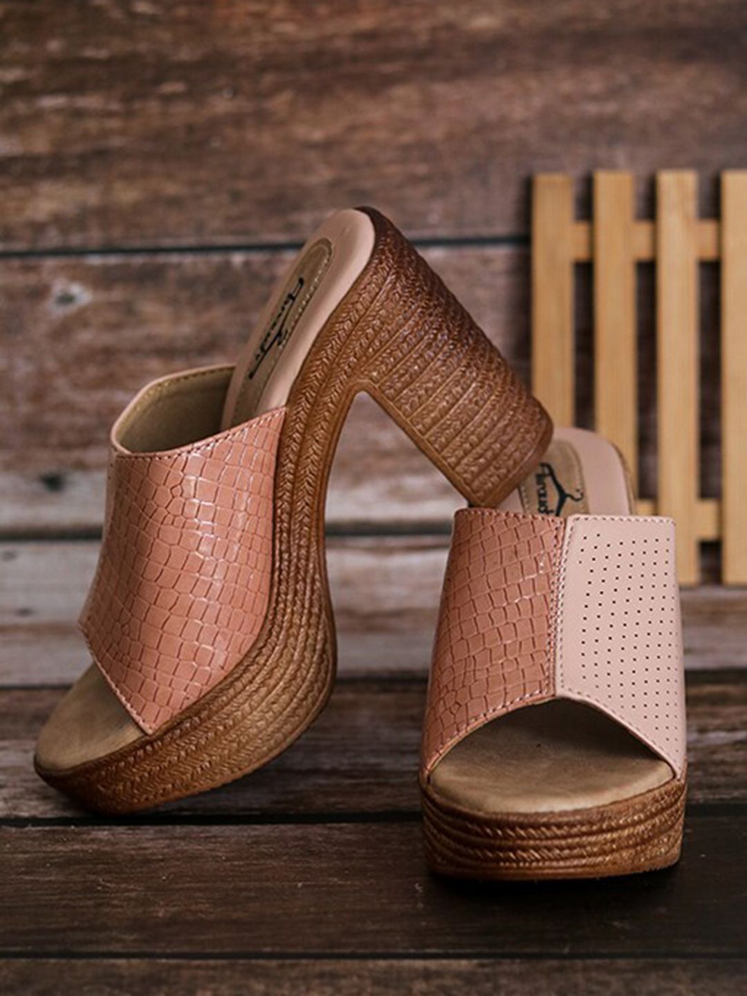 Brauch Peach-Coloured Block Heels Price in India