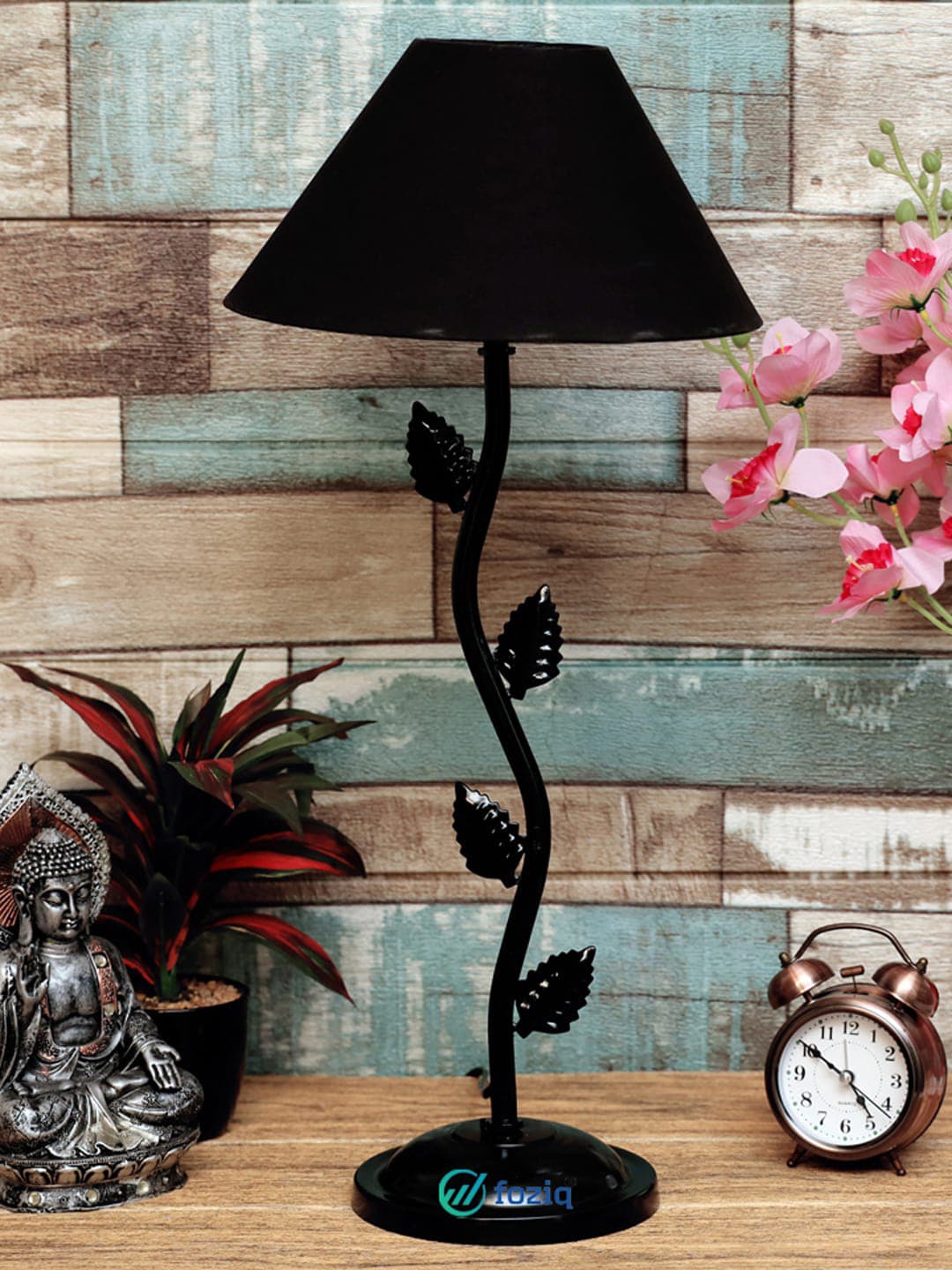 foziq  Black Solid Bell Shapped Table Lamps Price in India