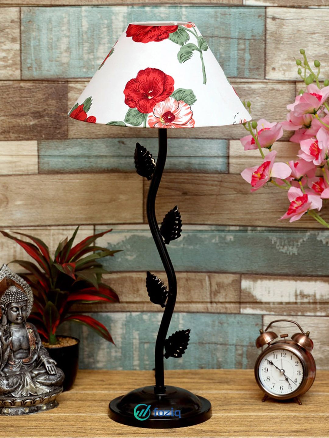 foziq Black & White Floral Printed Table Lamps Price in India
