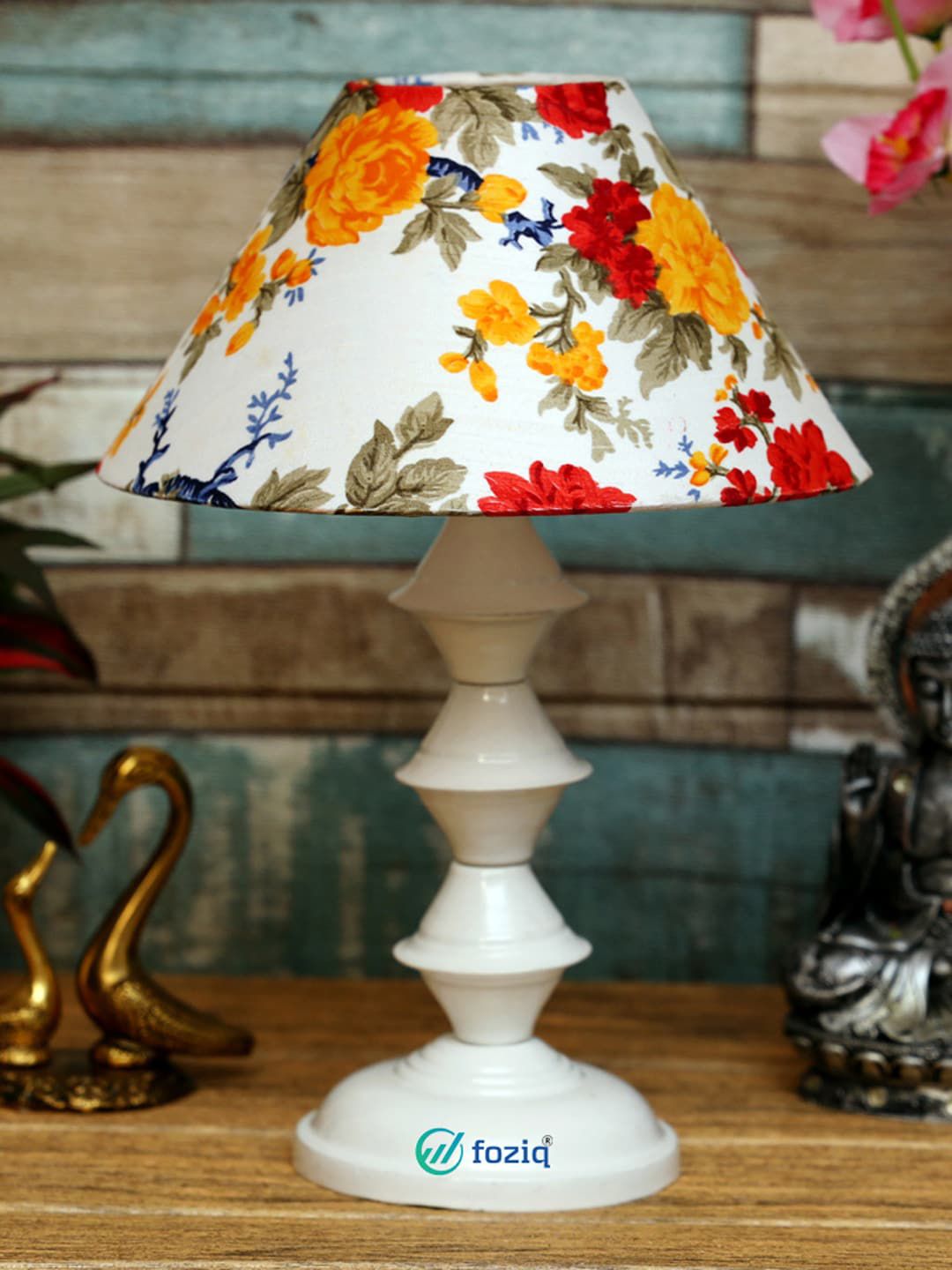 foziq White Printed Contemporary Table Lamps Price in India