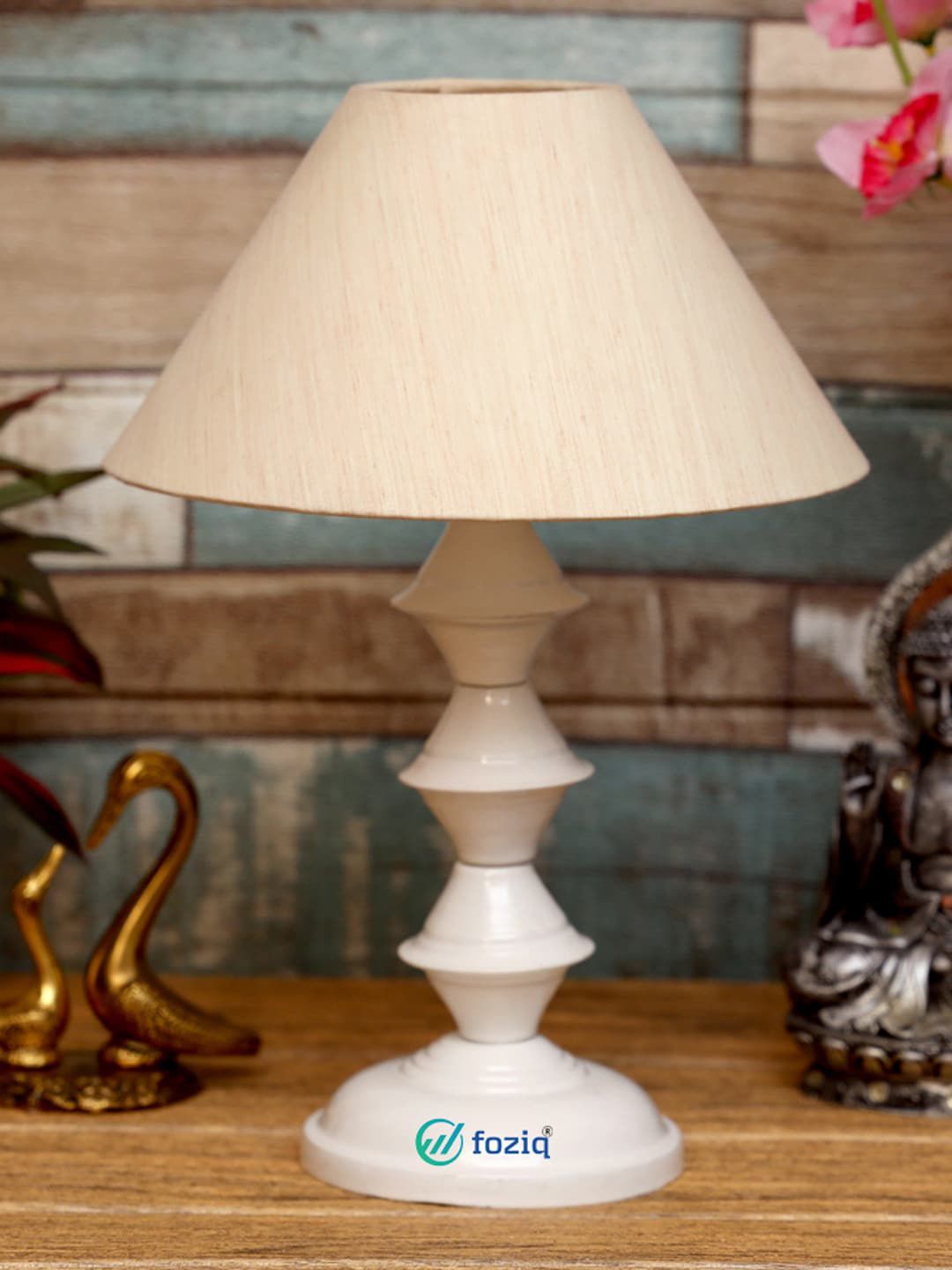 foziq White  Printed Table Lamps Price in India