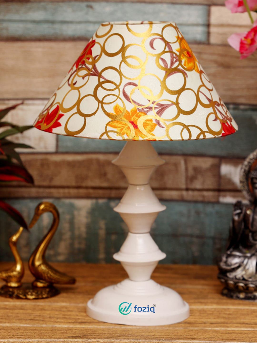 foziq  White & Red Printed Table Lamps Price in India
