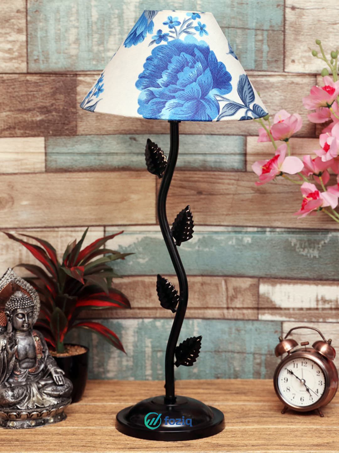 foziq Black & White Printed Table Lamp Price in India