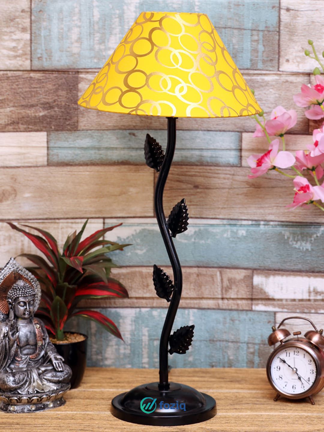 foziq Adults Unisex Black & Yellow Printed Table Lamp Price in India
