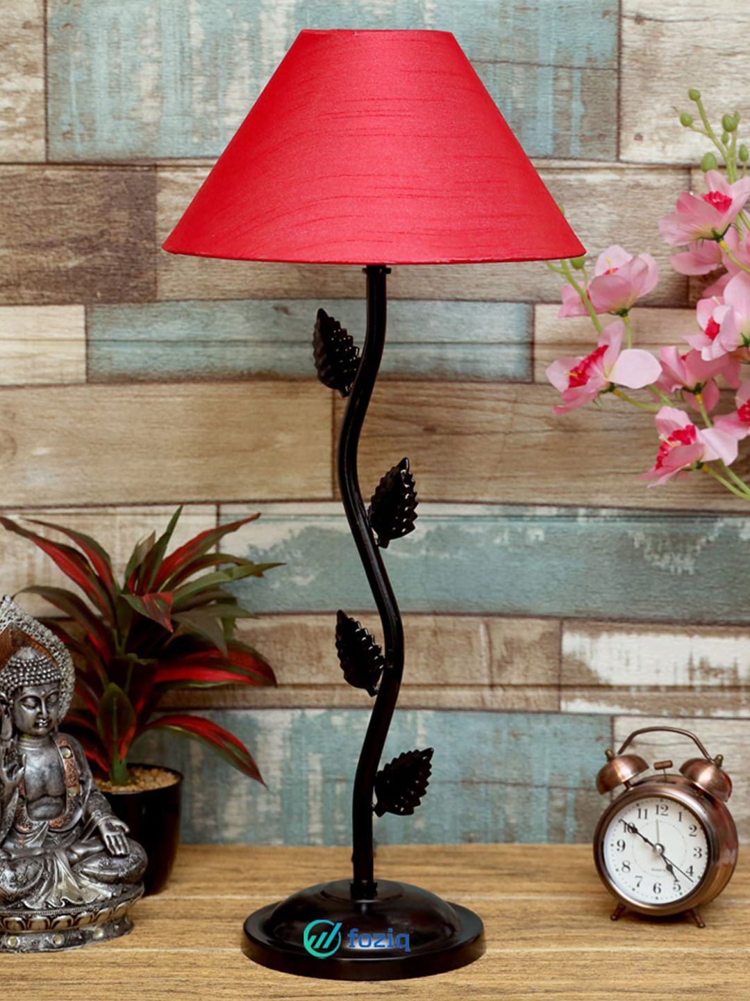foziq Black & Red Solid Table Lamps Price in India