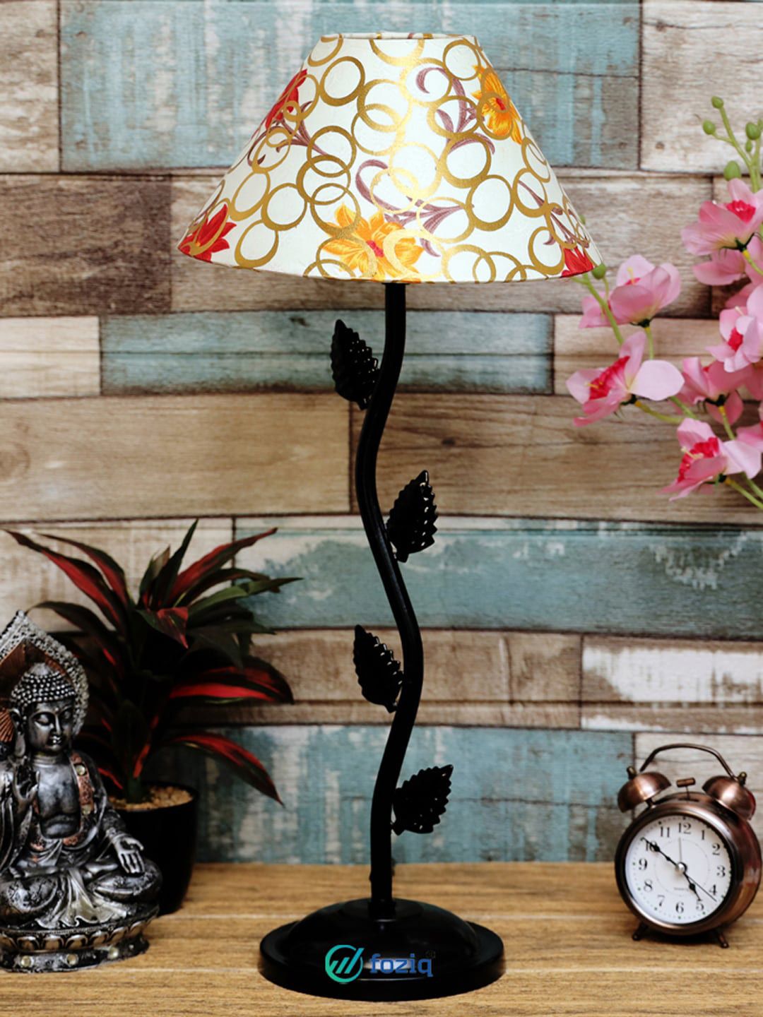 foziq  Black & Red Printed Table Lamps Price in India