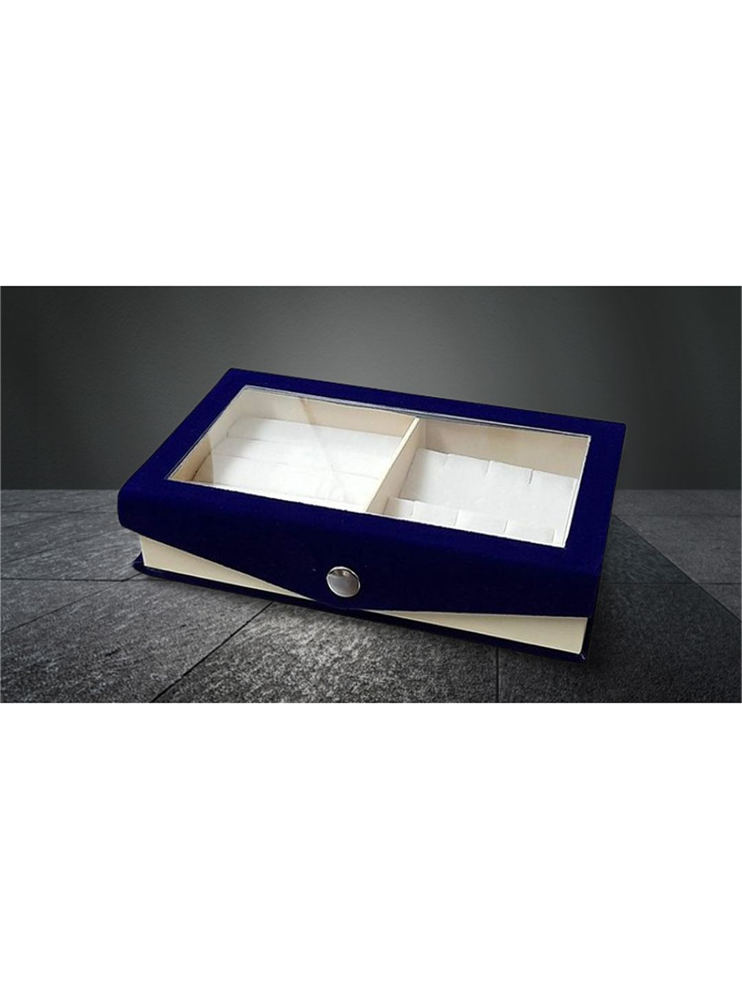 atorakushon Blue & White Solid Wooden Jewellery Organizer Box Price in India