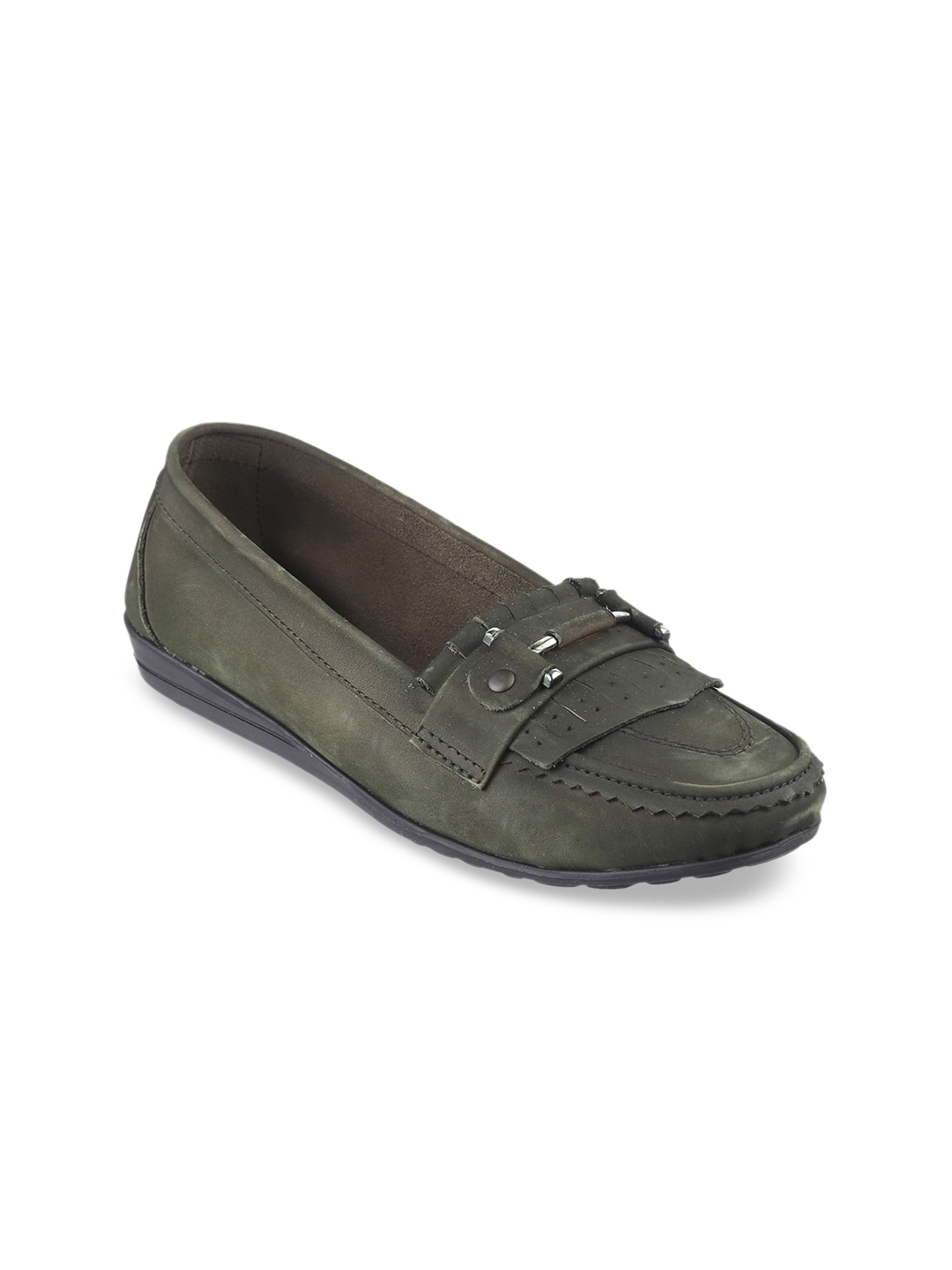 Catwalk Women Green Leather Lightweight Loafers Price in India