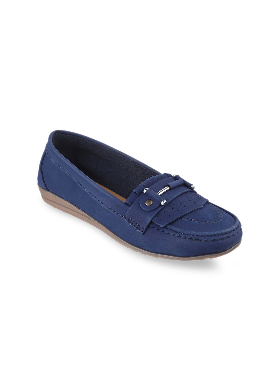 Catwalk Women Blue Leather Loafers Price in India