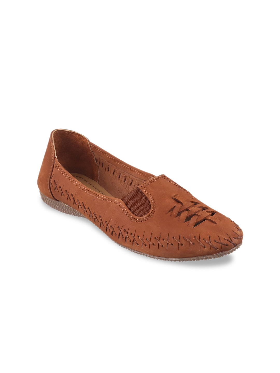 Catwalk Women Tan Perforations Leather Loafers Price in India