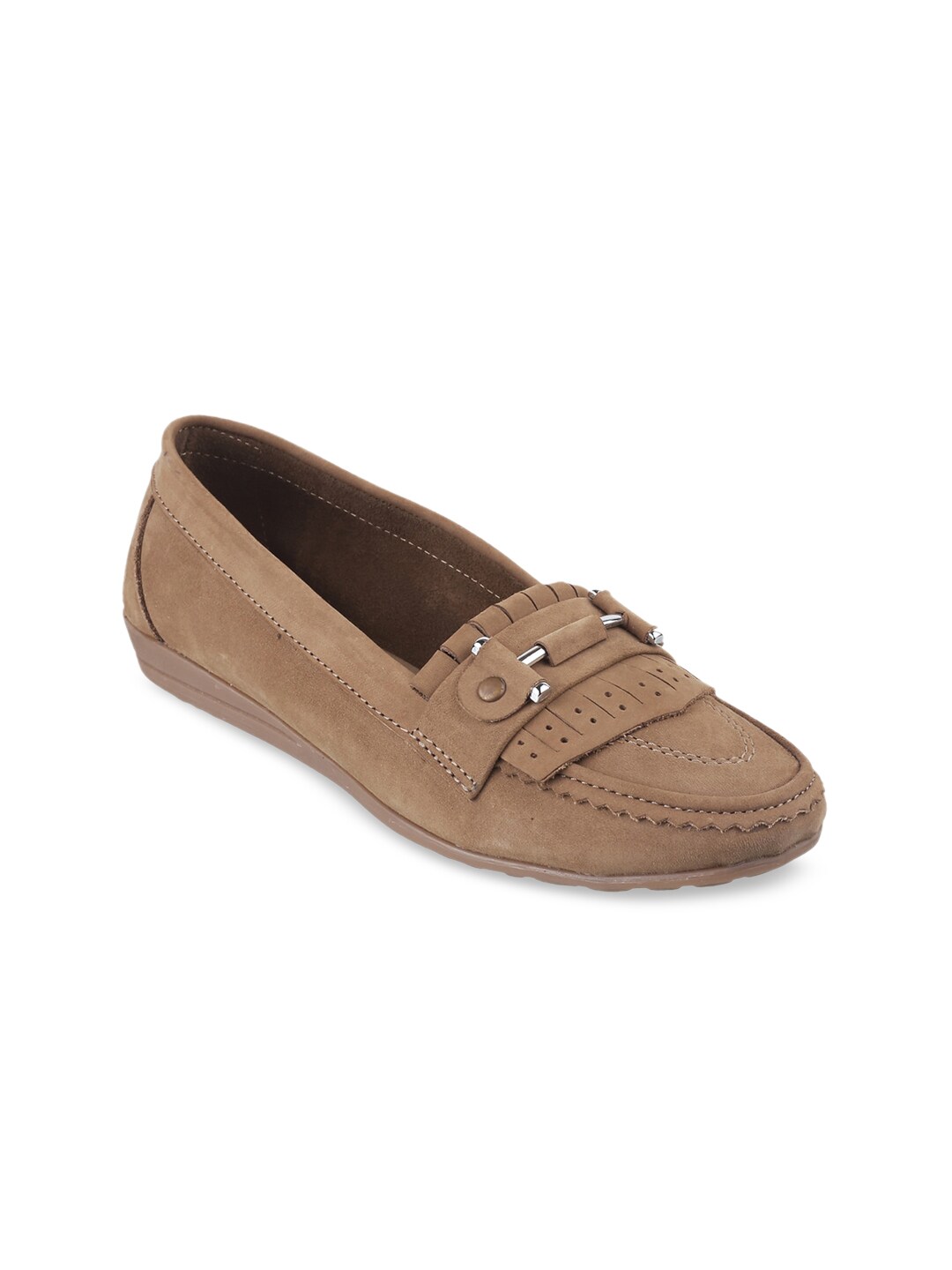 Catwalk Women Beige Woven Design Leather Loafers Price in India